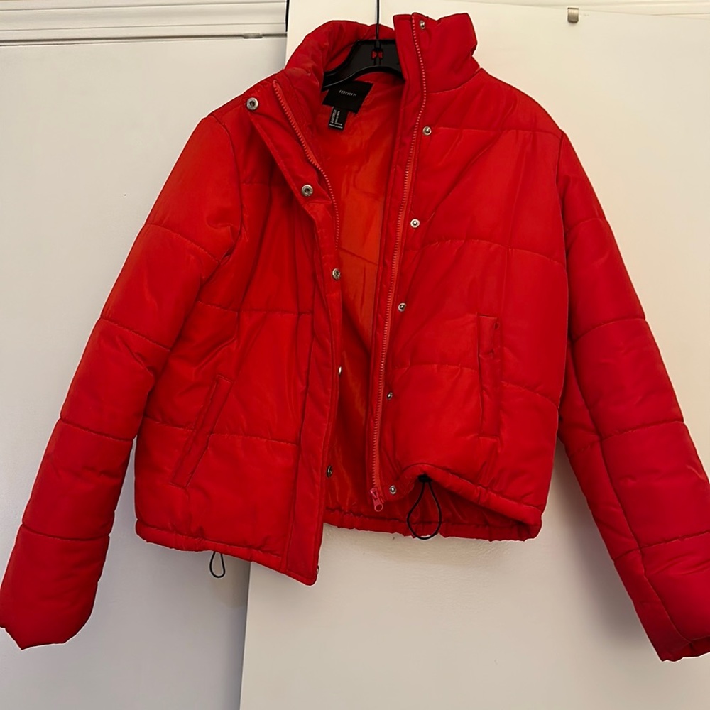 Forever 21 red puffer jacket